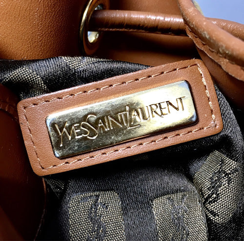 YVES SAINT LAURENT 巾着ショルダー（茶）