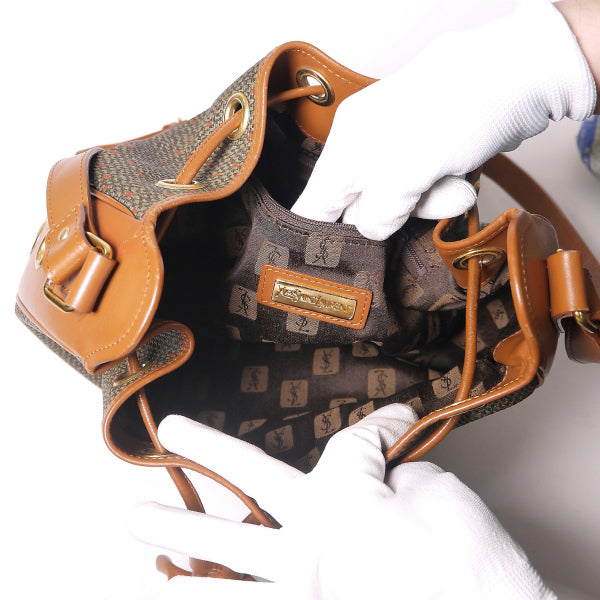 YVES SAINT LAURENT 巾着ショルダー（茶）