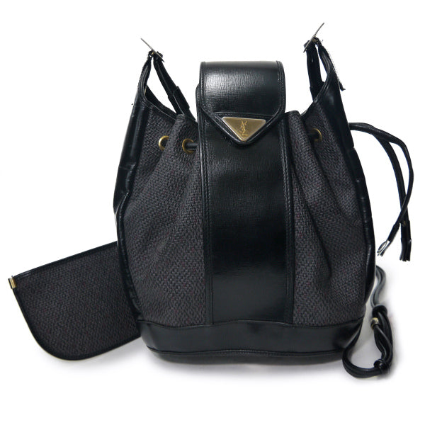 YVES SAINT LAURENT 巾着ショルダー（黒）