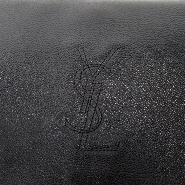 YVES SAINT LAURENT 総革ロゴステッチ スクエアショルダー（黒）