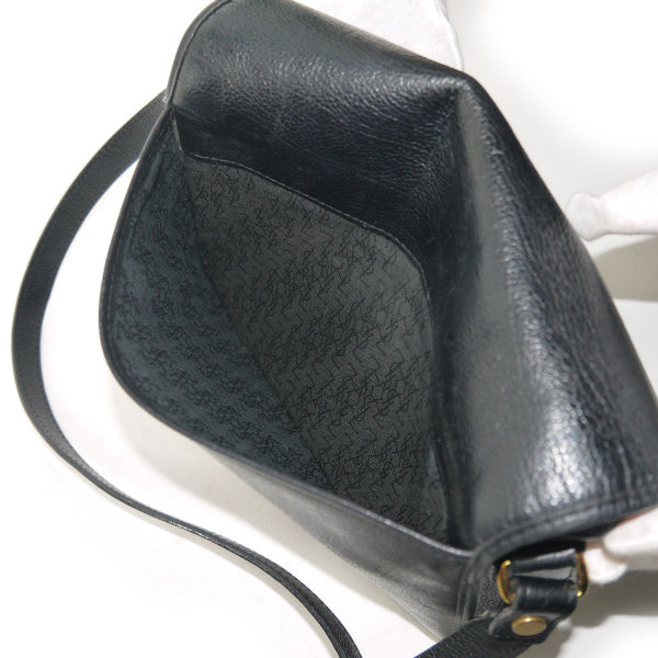 YVES SAINT LAURENT 総革ロゴステッチ スクエアショルダー（黒）