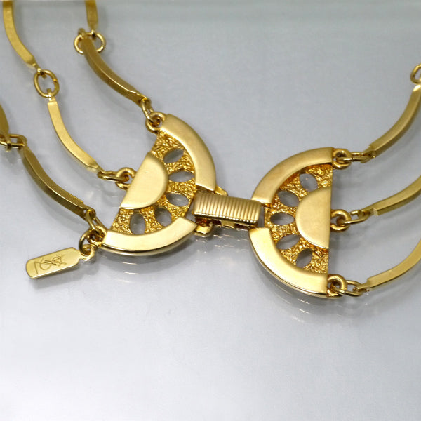 YVES SAINT LAURENT 3連ネックレス＆ベルト（ゴールド/箱付き）