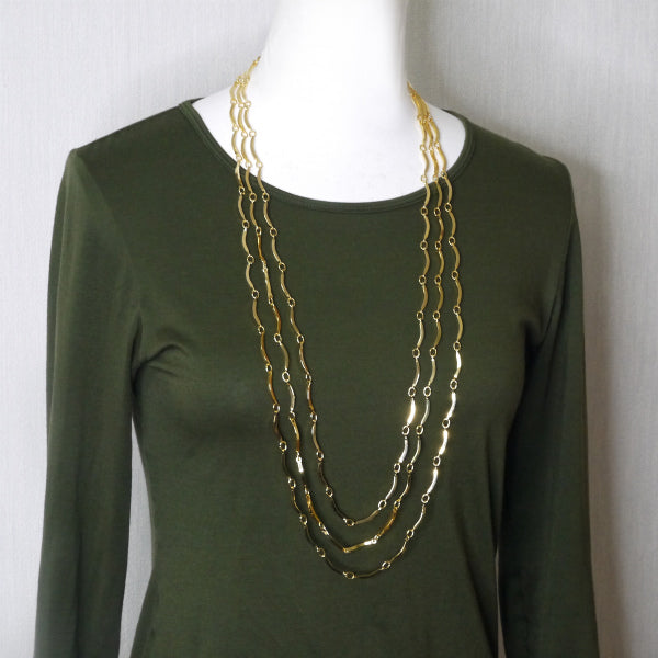 YVES SAINT LAURENT 3連ネックレス＆ベルト（ゴールド/箱付き）