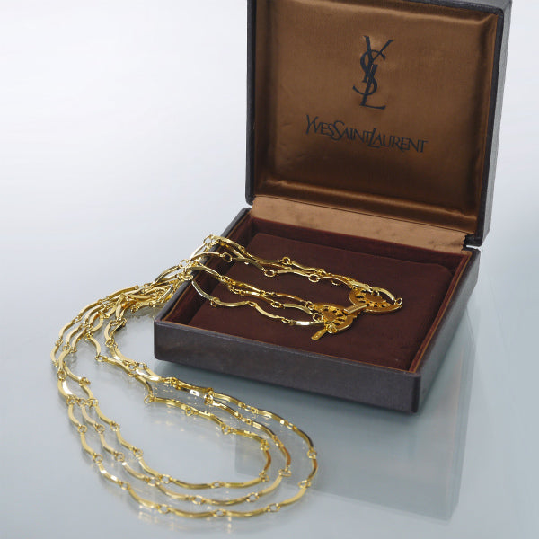 YVES SAINT LAURENT 3連ネックレス＆ベルト（ゴールド/箱付き）