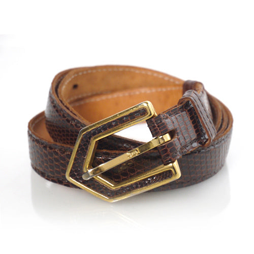 YVES SAINT LAURENT　リザードベルト(茶）