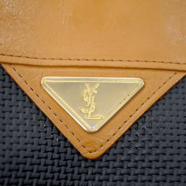 YVES SAINT LAURENT バイカラーYSLロゴトートバッグ（キャメル/グレー系）