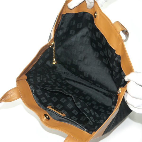 YVES SAINT LAURENT バイカラーYSLロゴトートバッグ（キャメル/グレー系）