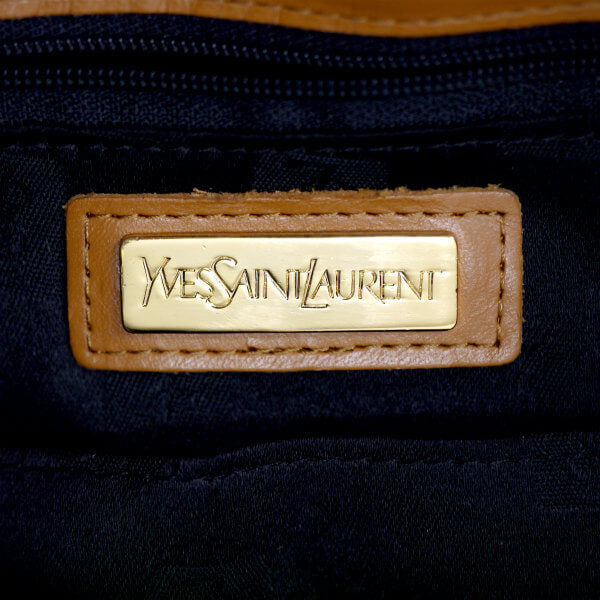 YVES SAINT LAURENT バイカラーYSLロゴトートバッグ（キャメル/グレー系）