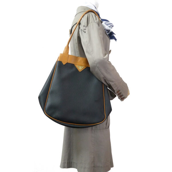 YVES SAINT LAURENT バイカラーYSLロゴトートバッグ（キャメル/グレー系）