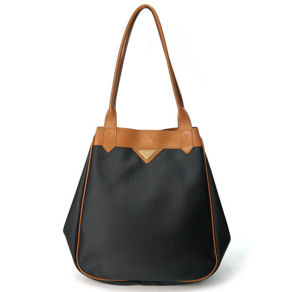 YVES SAINT LAURENT バイカラーYSLロゴトートバッグ（キャメル/グレー系）