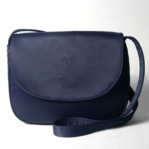 YVES SAINT LAURENT 濃紺サテン丸ショルダー