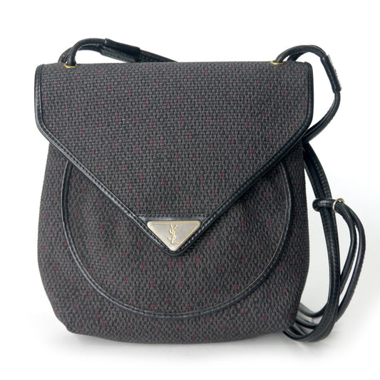 YSL  ロゴプレート PVCメッシュ２WAYポシェット（黒）