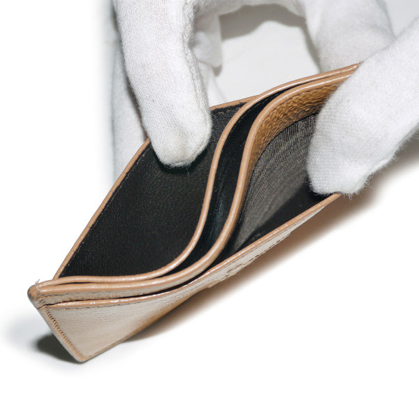 YVES SAINT LAURENT 総革ロゴステッチ カードケース（キャメル）