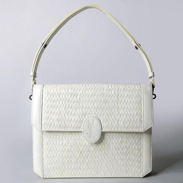 YVES SAINT LAURENT デットストック!!編み込みレザー2WAYバッグ（白）