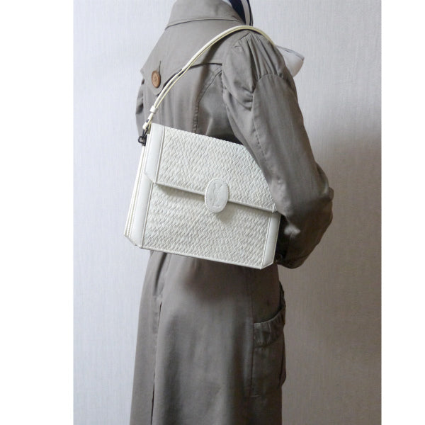 YVES SAINT LAURENT デットストック!!編み込みレザー2WAYバッグ（白）