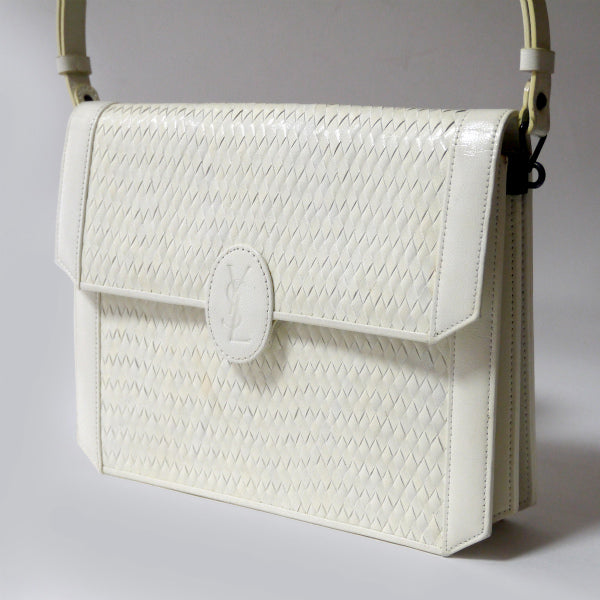 YVES SAINT LAURENT デットストック!!編み込みレザー2WAYバッグ（白）