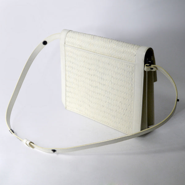 YVES SAINT LAURENT デットストック!!編み込みレザー2WAYバッグ（白）