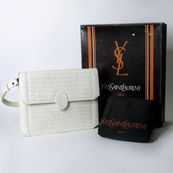 YVES SAINT LAURENT デットストック!!編み込みレザー2WAYバッグ（白）