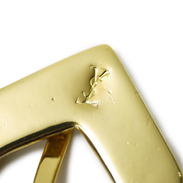 YVES SAINT LAURENT　三角バックル レザー細ベルト（紺）