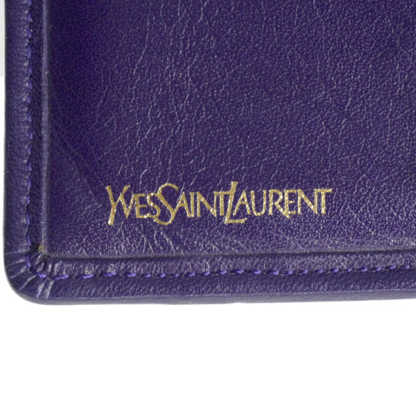 YVESSANTLAURENT　リザード切り替えロゴ折り財布（パープル系）