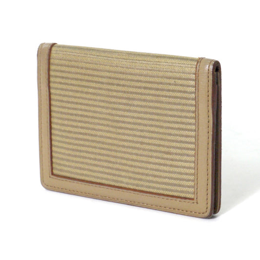 YVES SAINT LAURENT ロゴボーダー柄パスケース（ベージュ）