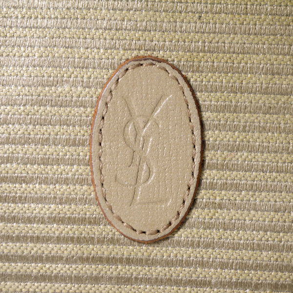 YVES SAINT LAURENT ロゴボーダー柄パスケース（ベージュ）