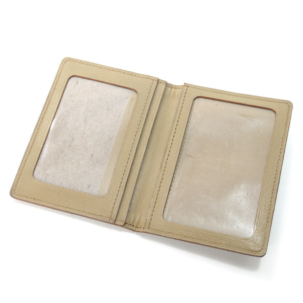 YVES SAINT LAURENT ロゴボーダー柄パスケース（ベージュ）