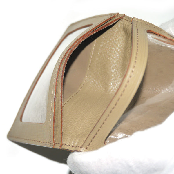 YVES SAINT LAURENT ロゴボーダー柄パスケース（ベージュ）