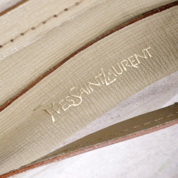 YVES SAINT LAURENT ロゴボーダー柄パスケース（ベージュ）