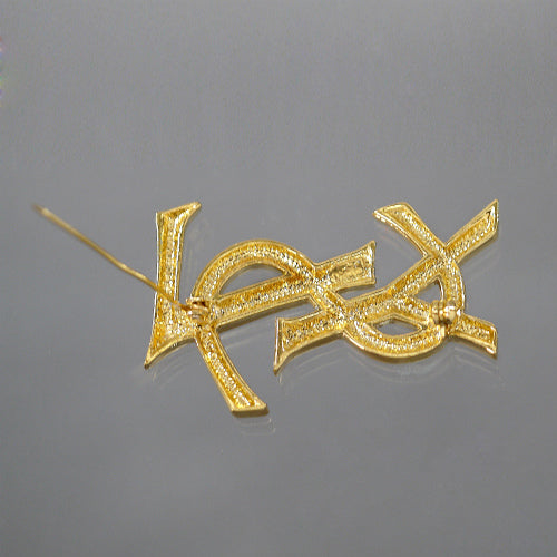 YVES SAINT LAURENT　YSLブローチ(ゴールド)