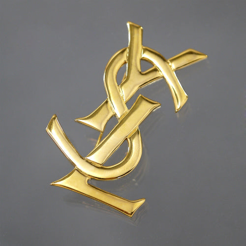 YVES SAINT LAURENT　YSLブローチ(ゴールド)