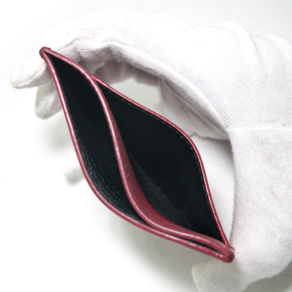 YVES SAINT LAURENT 総革ロゴステッチ カードケース（赤）