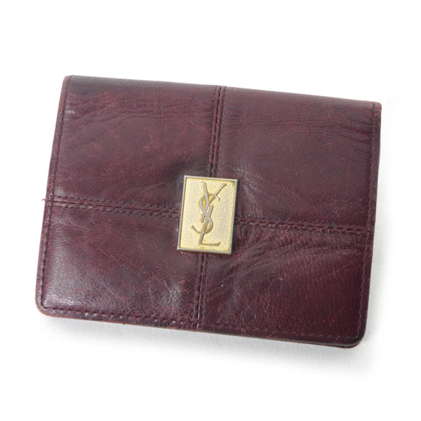 YVES SAINT LAURENT ロゴ コインカードケース（ボルドー）