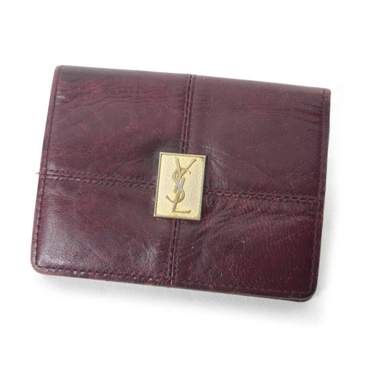 YVES SAINT LAURENT ロゴ コインカードケース（ボルドー）