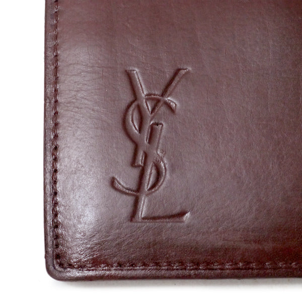YVES SAINT LAURENT ロゴレザー二つ折り財布（茶）
