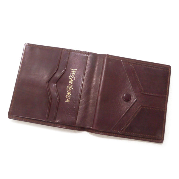 YVES SAINT LAURENT ロゴレザー二つ折り財布（茶）