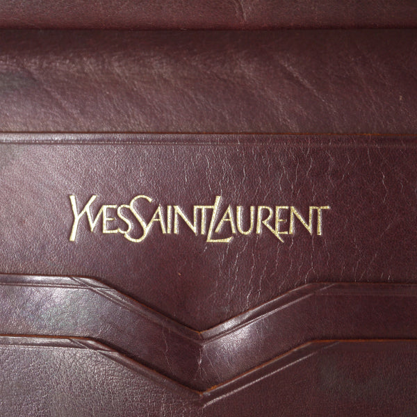 YVES SAINT LAURENT ロゴレザー二つ折り財布（茶）