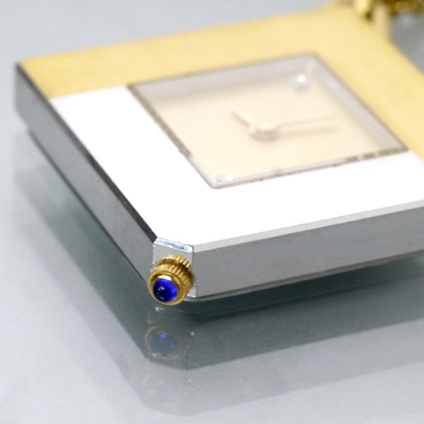 YVES SAINT LAURENT スクエアペンダントウォッチ（ゴールド）