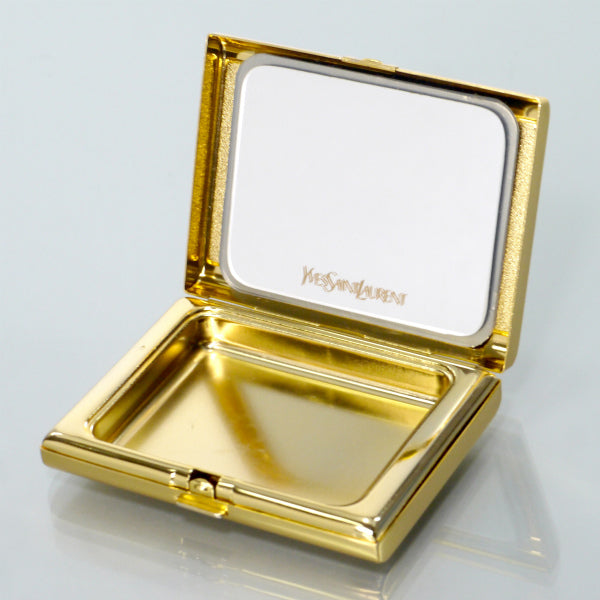 YVES SAINT LAURENT 金属製ピルケース コンパクト（黒・赤）