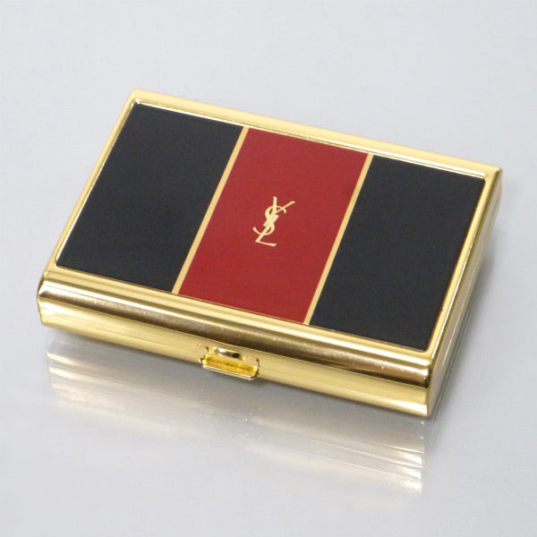 YVES SAINT LAURENT 金属製ピルケース コンパクト（黒・赤）