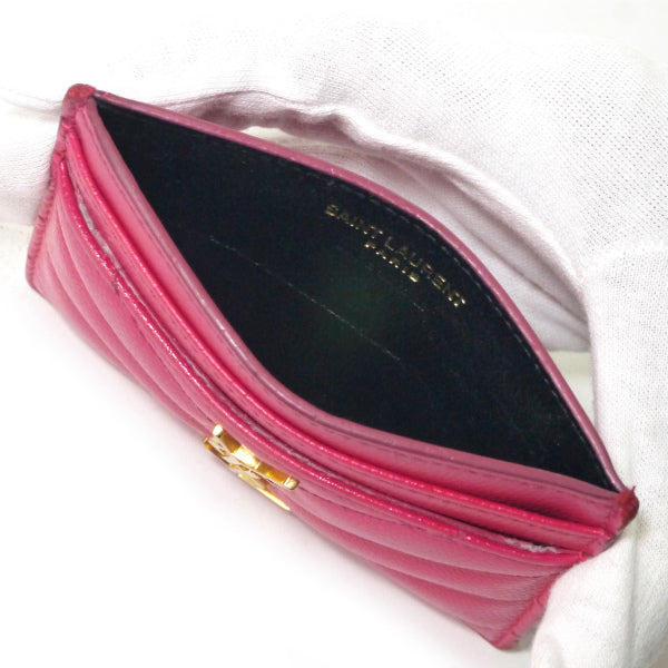 SAINT LAURENT PARIS モノグラムロゴ カードケース（ピンク）