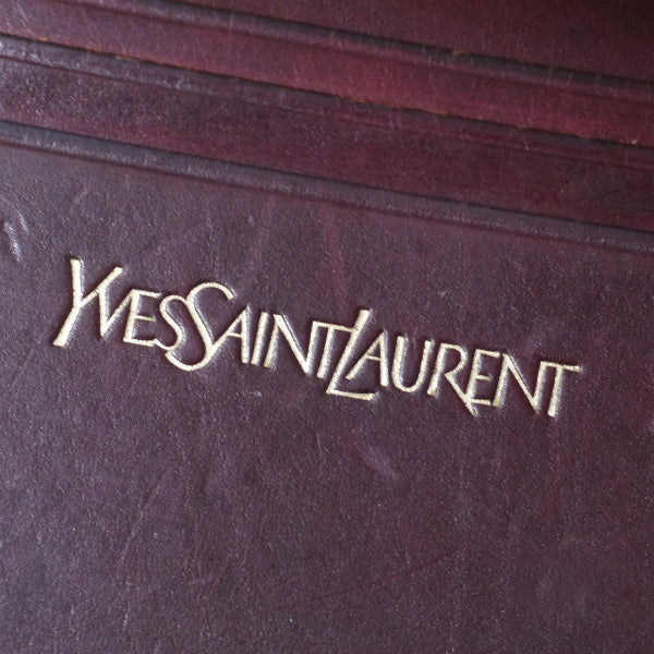 YVES SAINT LAURENT ロゴレザーカードケース（茶）
