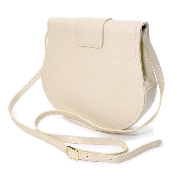 YVES SAINT LAURENT ロゴプレート ラウンドレザーショルダー（クリーム）