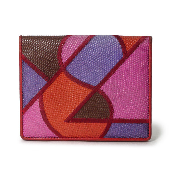 YVESSAINTLAURENT　レザー切り替えロゴ カードケース（赤系）