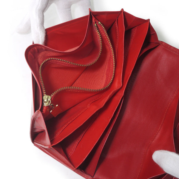 YVESSAINTLAURENT　レザー切り替え長財布（赤系）