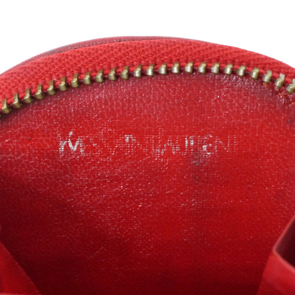 YVESSAINTLAURENT　レザー切り替えラウンドコインケース（赤系）