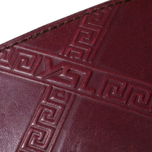 YVESSANTLAURENT　エンボスロゴチェック総革コインケース（深赤）