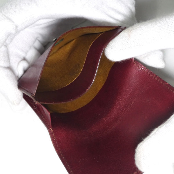 YVESSANTLAURENT　エンボスロゴチェック総革コインケース（深赤）