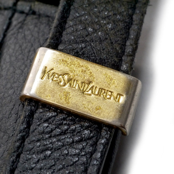 YVES SAINT LAURENT 総革カサンドラ ロゴ刻印ショルダー（黒）