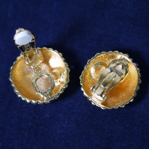 YVES SAINT LAURENT　ゴールド丸イヤリング